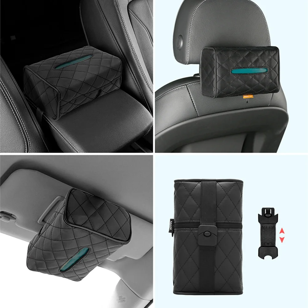 Car Leather Tissue Box Holder Auto Interior Storage
