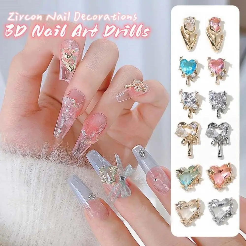 1Pc Sailor Moon Nail Charms Love Heart Butterfly Chain Nail Parts Tulip Flowers Nail Figures for Manicure Nail Accessories