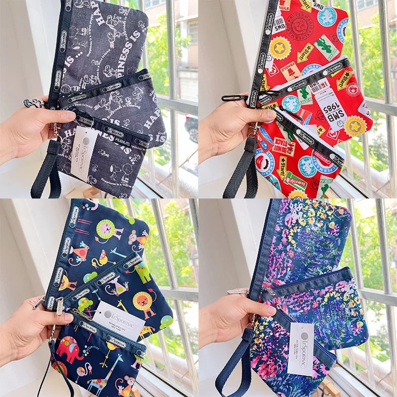 

New Lesportsac Co Branded Print Cute Trendy Keychain Opening Multi Layer Color Zero Wallet Christmas Children's Birthday Gift