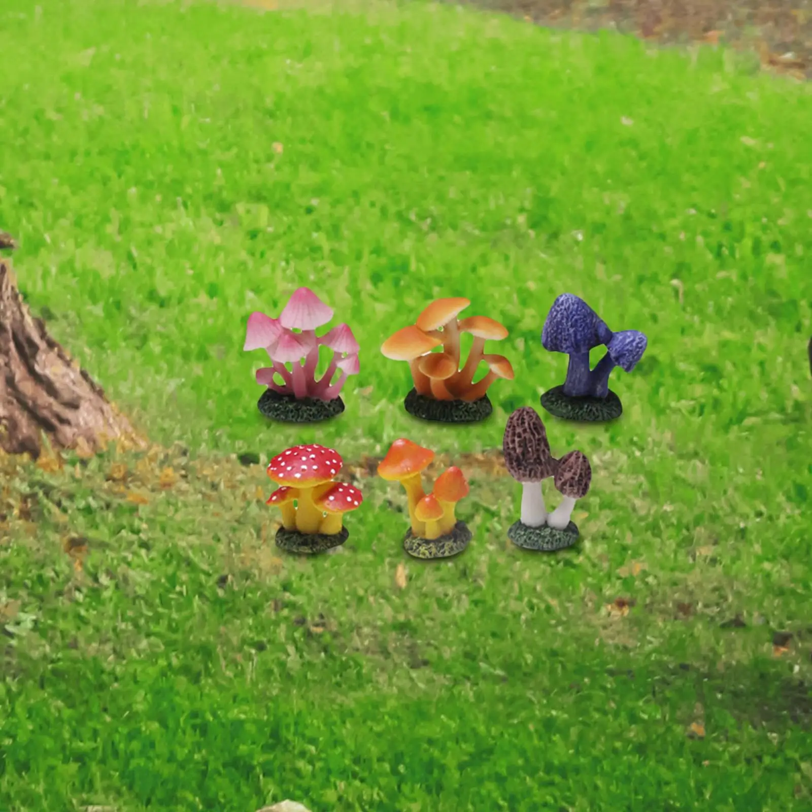 

6x Mini Mushroom Figurines Mushroom Model Micro Landscape Decor Garden Statue for Aquarium Plant Pot Fish Tank DIY Bonsai Craft