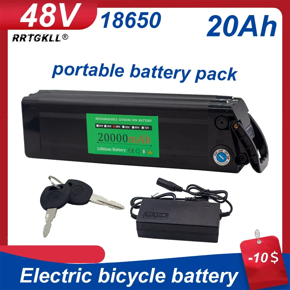 

Silverfish EBike Lithium Ion Battery Pack, Newest Battery with Charger, Newest, 48V, 20Ah, 18650, Fiets Accu Akku, Sea Bar Box