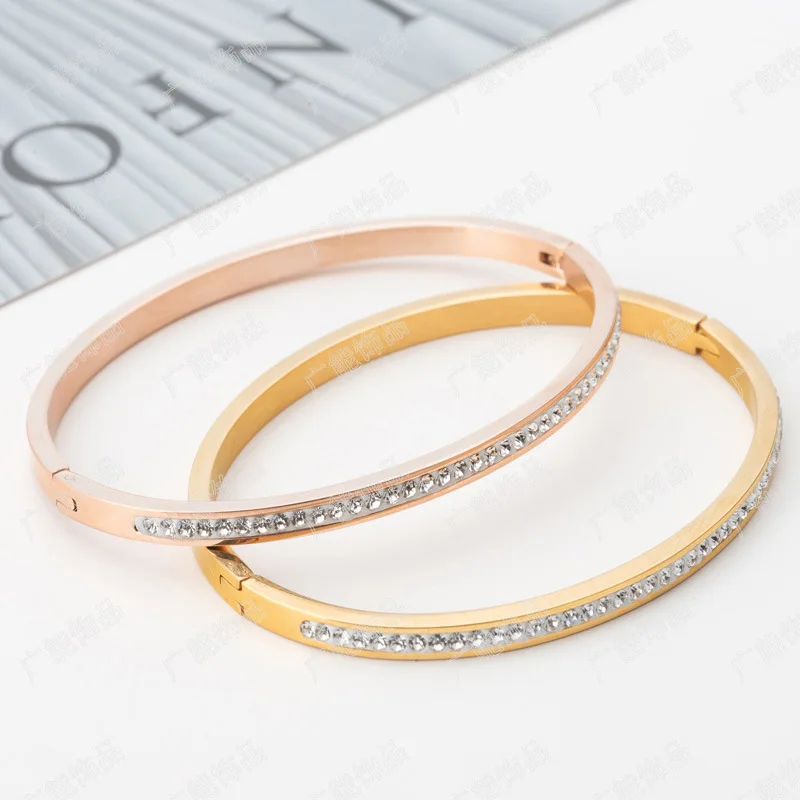 DOREMI 4mm Bangle Narrow Bar Engrave Logo Bracelet Women Custom Jewelry Zircon Crystal Stone Bangle