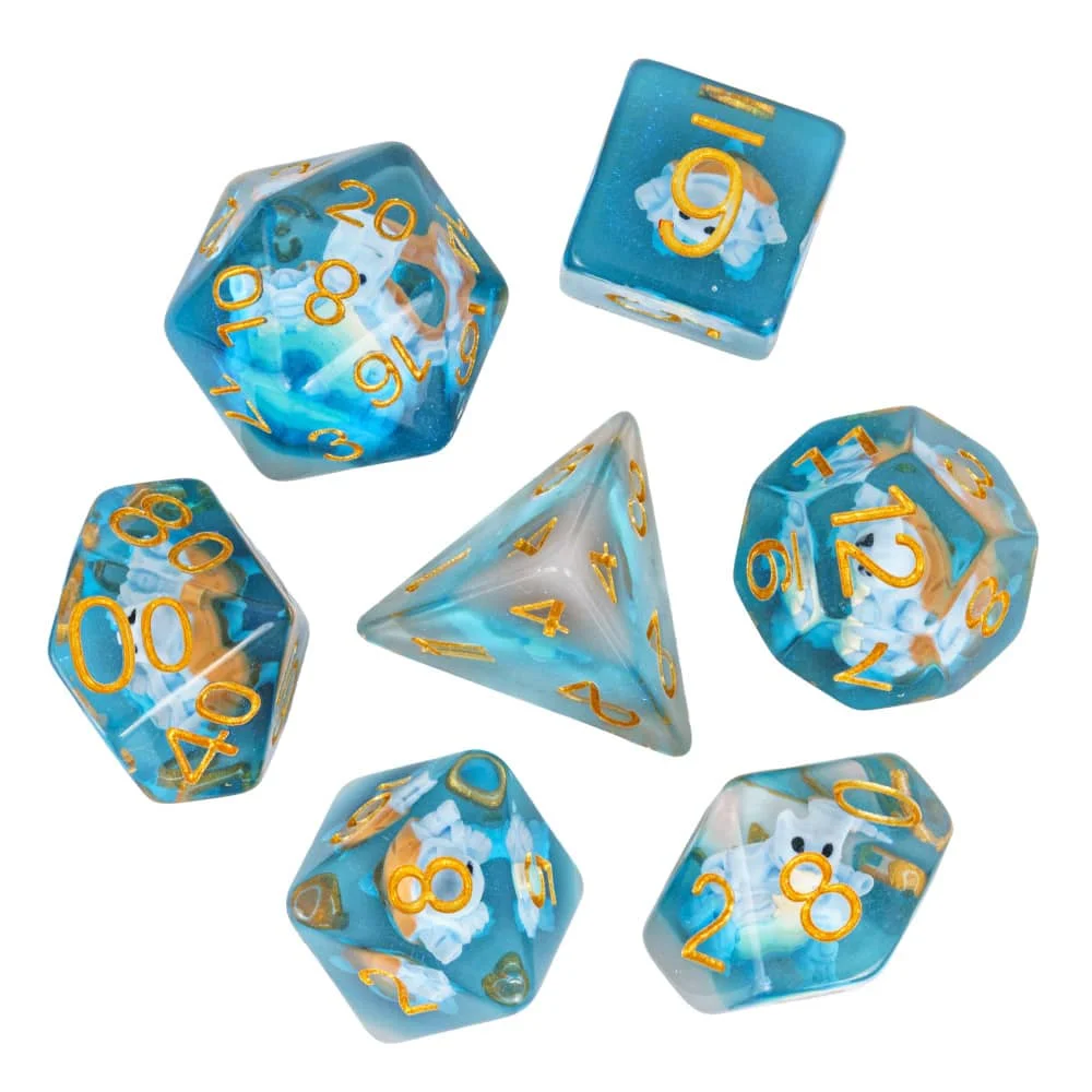 Cusdie 7-Piece Skull Transparent Polyhedral Dice Set