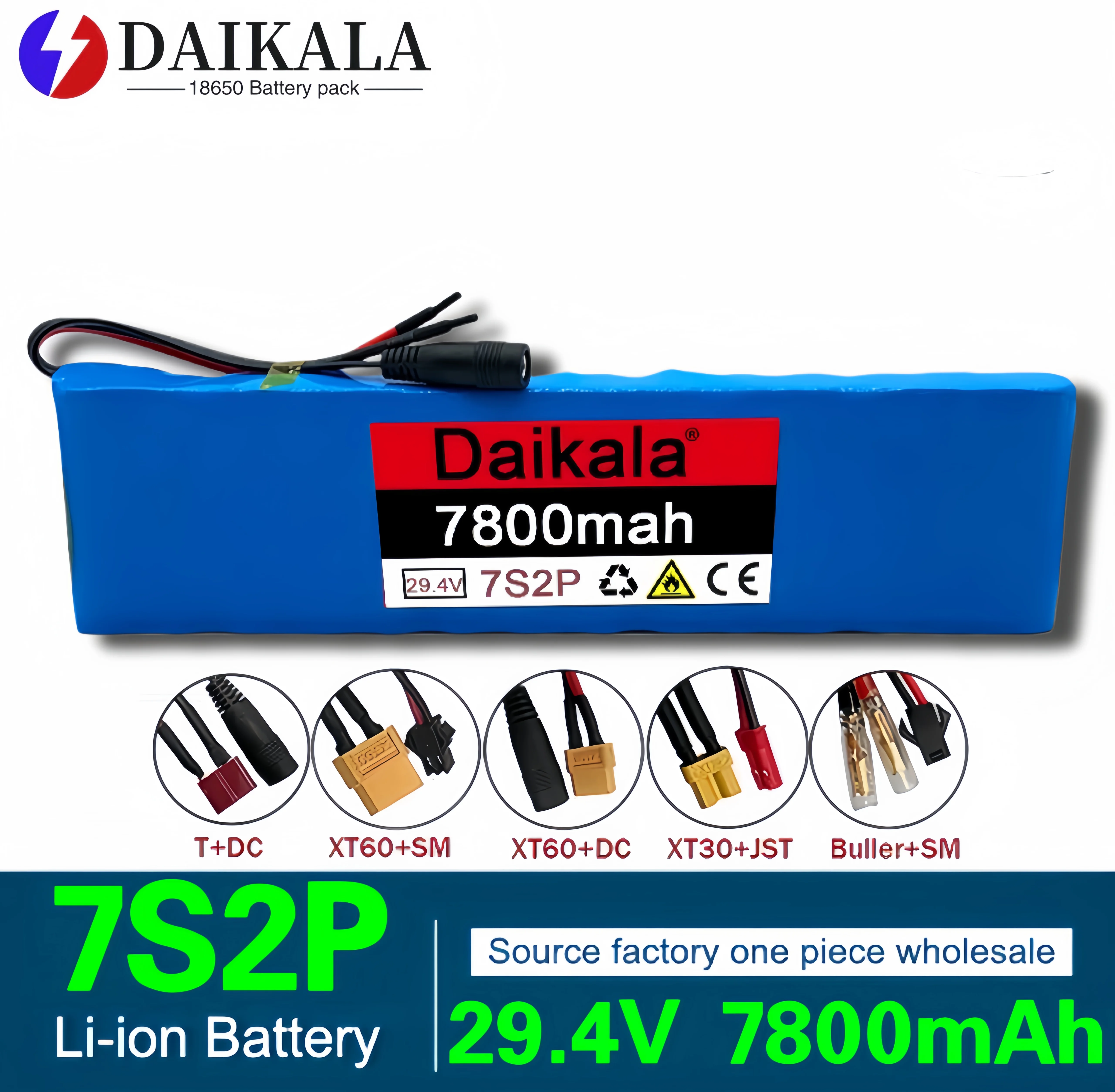 

7S2P 24.9v 7800mAh 18650 li-ion rechargeable battery 78Ah electric bike moped balancing scooter + 2a charger