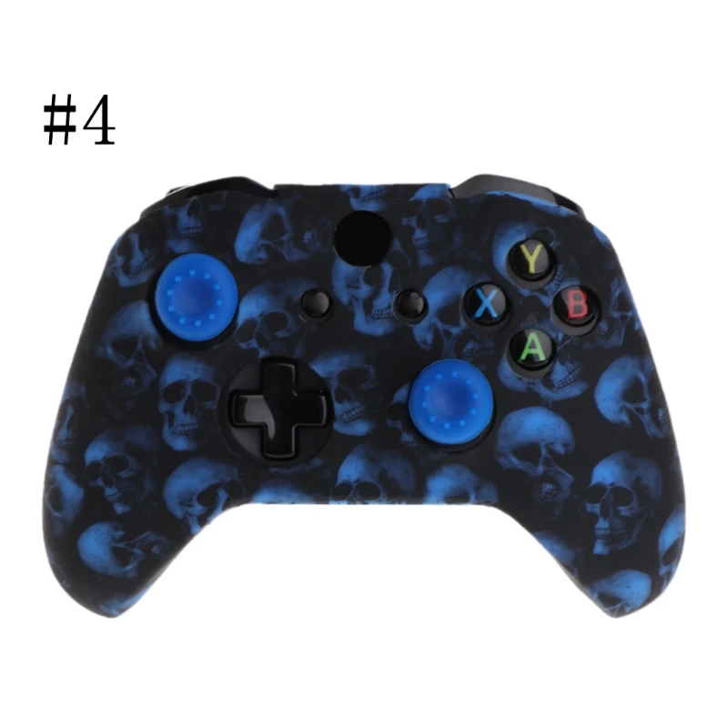 Skull Pattern Silicone Gamepad Cover+2 Joystick Caps For XBox One X S Controller пабг джостики чехол для джойстика джоки 조이스틱