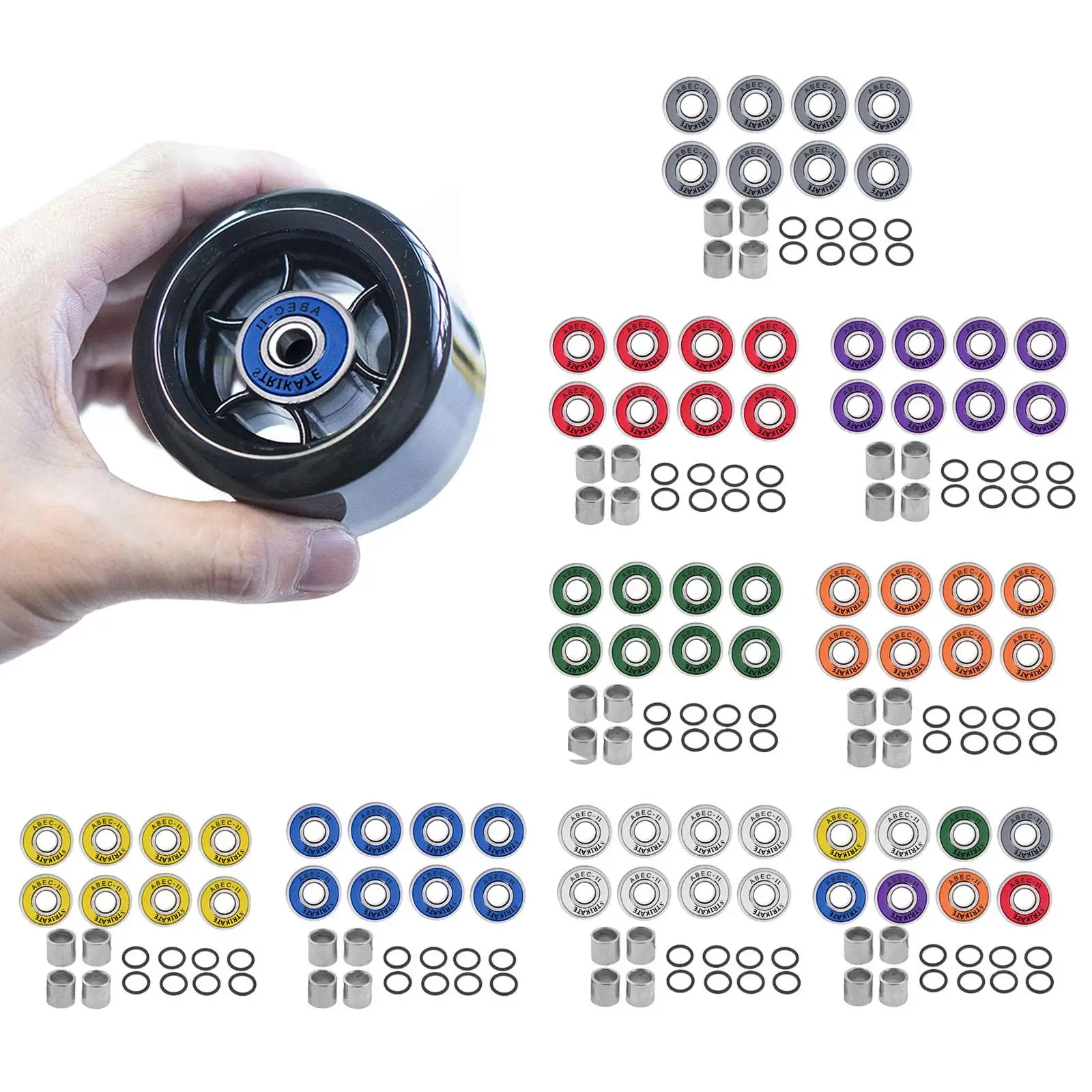 8 Frictionless Abec 11 Skateboard Roller Skate Wheels Scooter Spare Bearings