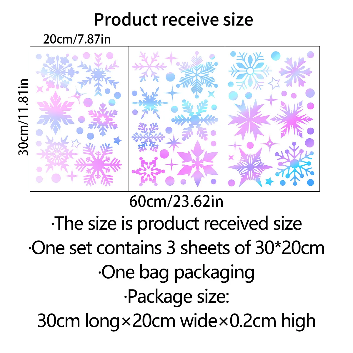 Description Picture 2 of itemChzimade 3Pcs Luminous Christma Snowflake Wall Sticker Colorful Glowing Wall Decal Stickers Diy Bedroom Living Room Home Decor