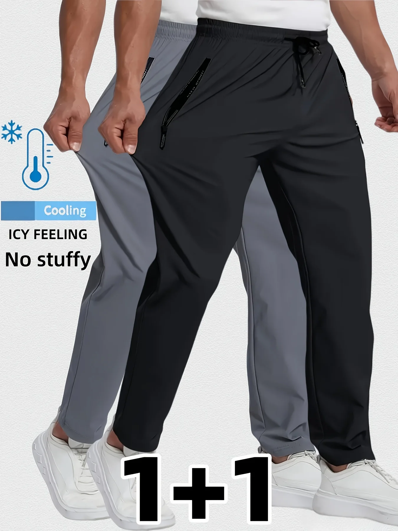 Breathable plus size men’s casual jogger pants – quick-dry elastic waist sport trousers 01