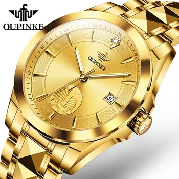 Real Gold Real Diamonds Swiss Certification OUPINKE Automatic Watch for Men Japan Movement Sapphire Crystal Mirror Wristwatch 1