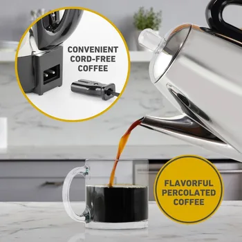 Electric Percolator Coffee Maker, 12-Cup, Classic Style with Heat Resistant Handle, Detachable Cord, Stainless Steel Stem and Basket 4