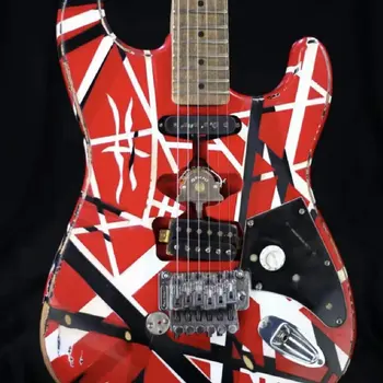 Eddie Van Halen “Fran-ken” Heavy Relic Electric Guitar/Red Body/Decorated With Black And White Stripes/Free Shipping