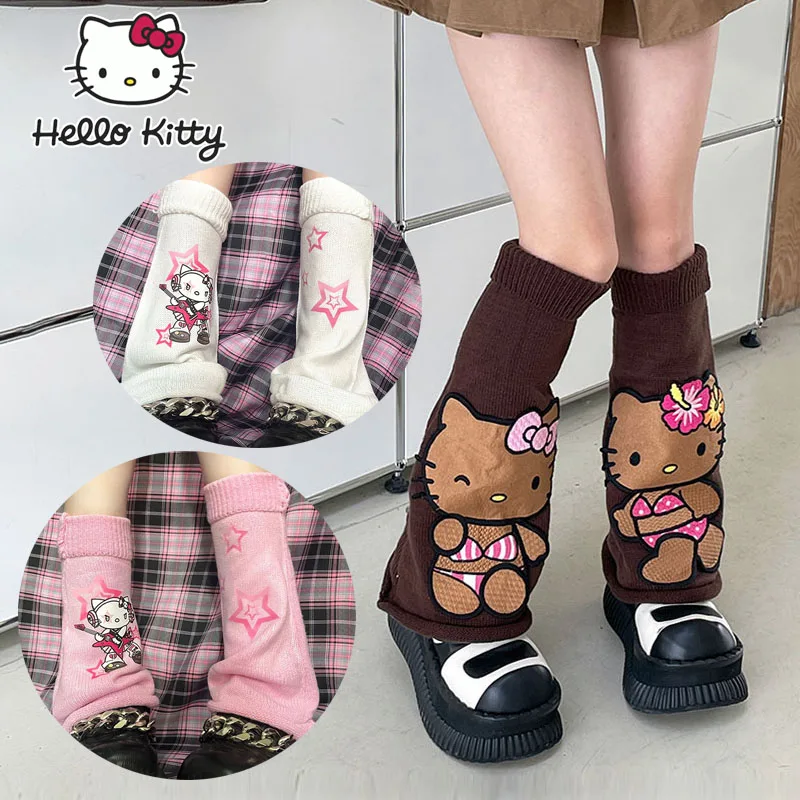 

Женские длинные носки Sanrio, Hello Kitty Lolita, полосатые гетры Y2k JK для девочек, косплей, Униформа, аксессуары, вязаные носки