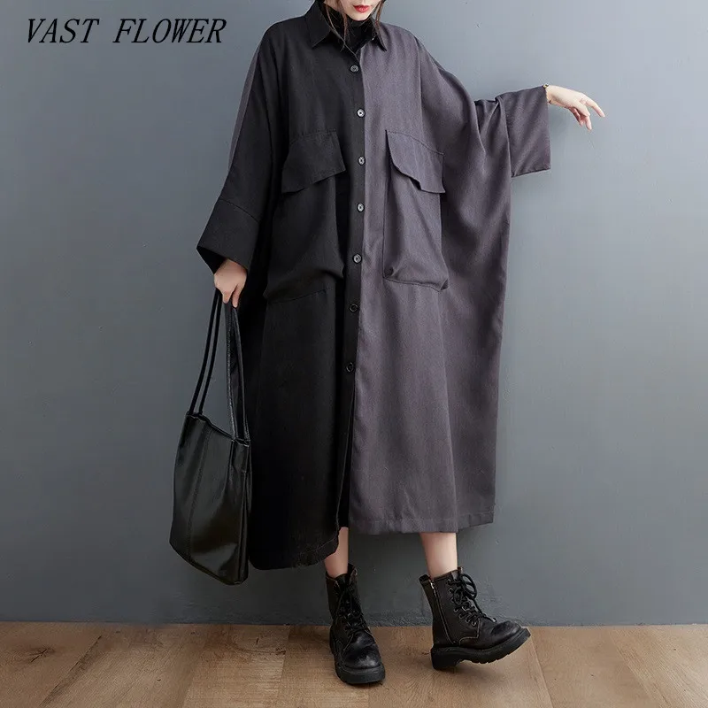 

long sleeve oversized vintage dresses for women casual loose spring autumn shirt dress elegant clothing 2023