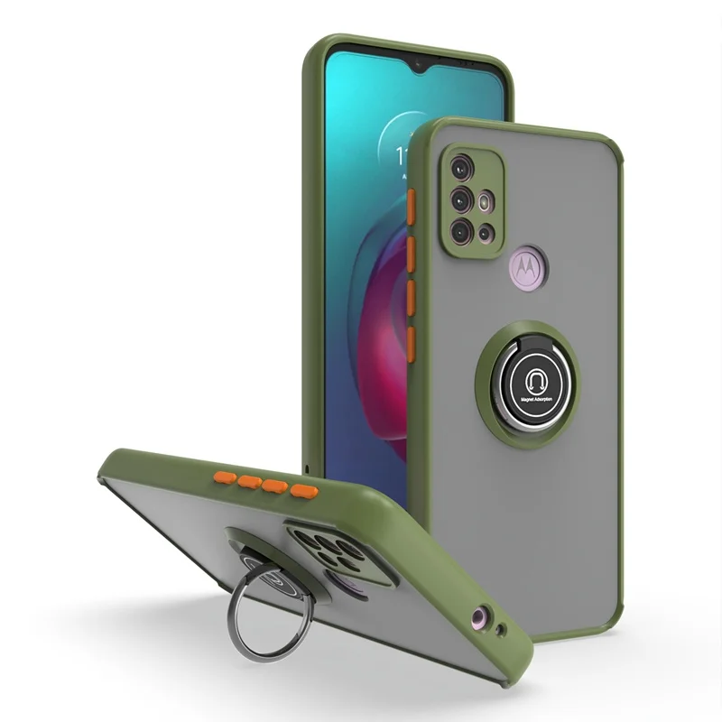 Shockproof Armor Case with Magnetic Holder Ring - Hard Matte Back Cover