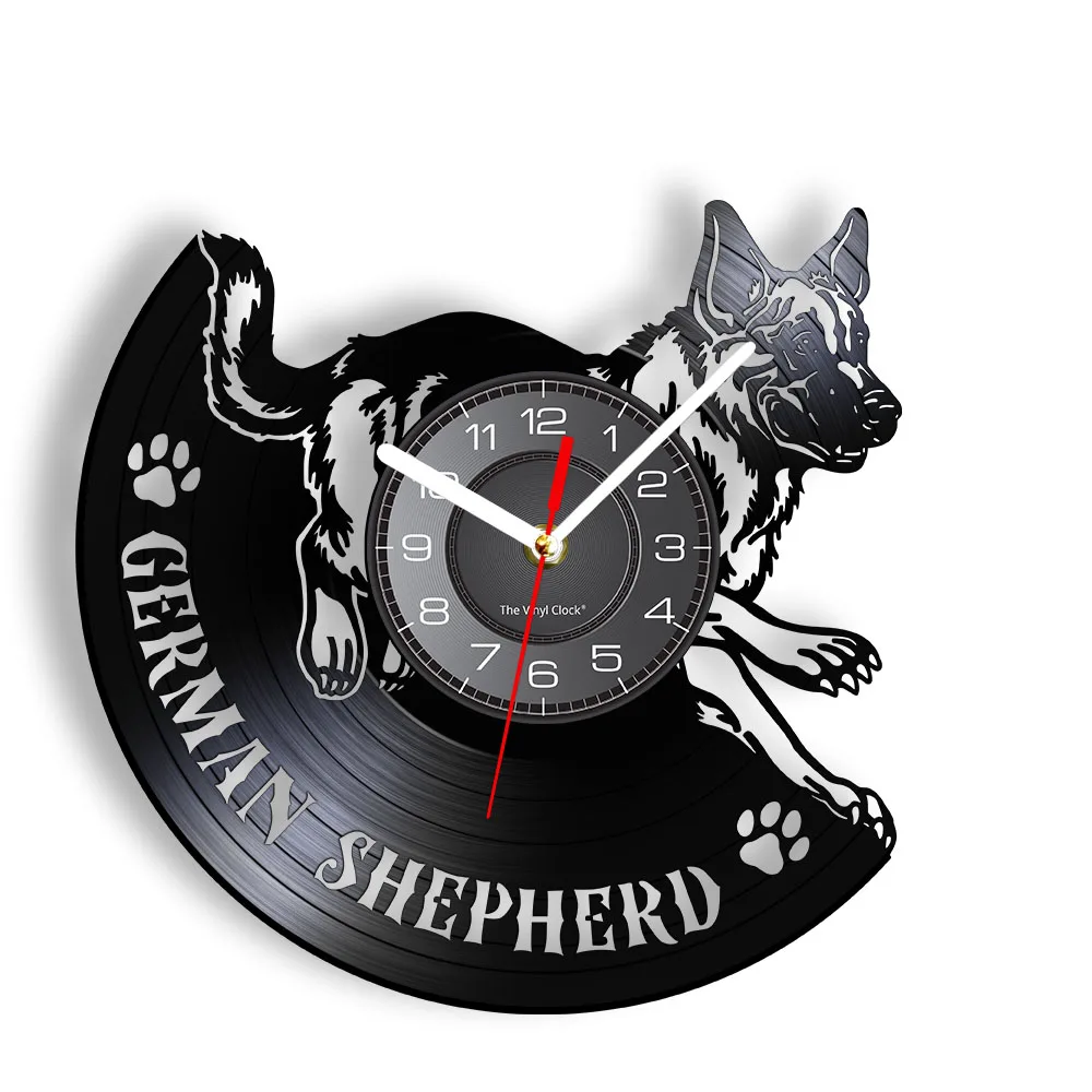 

German Shepherd Laser Cut Longplay Wall Clock Vinyl Record Timepiece Shepherd Yeti Dog Breed Home Decor Silent Move Wall Watch