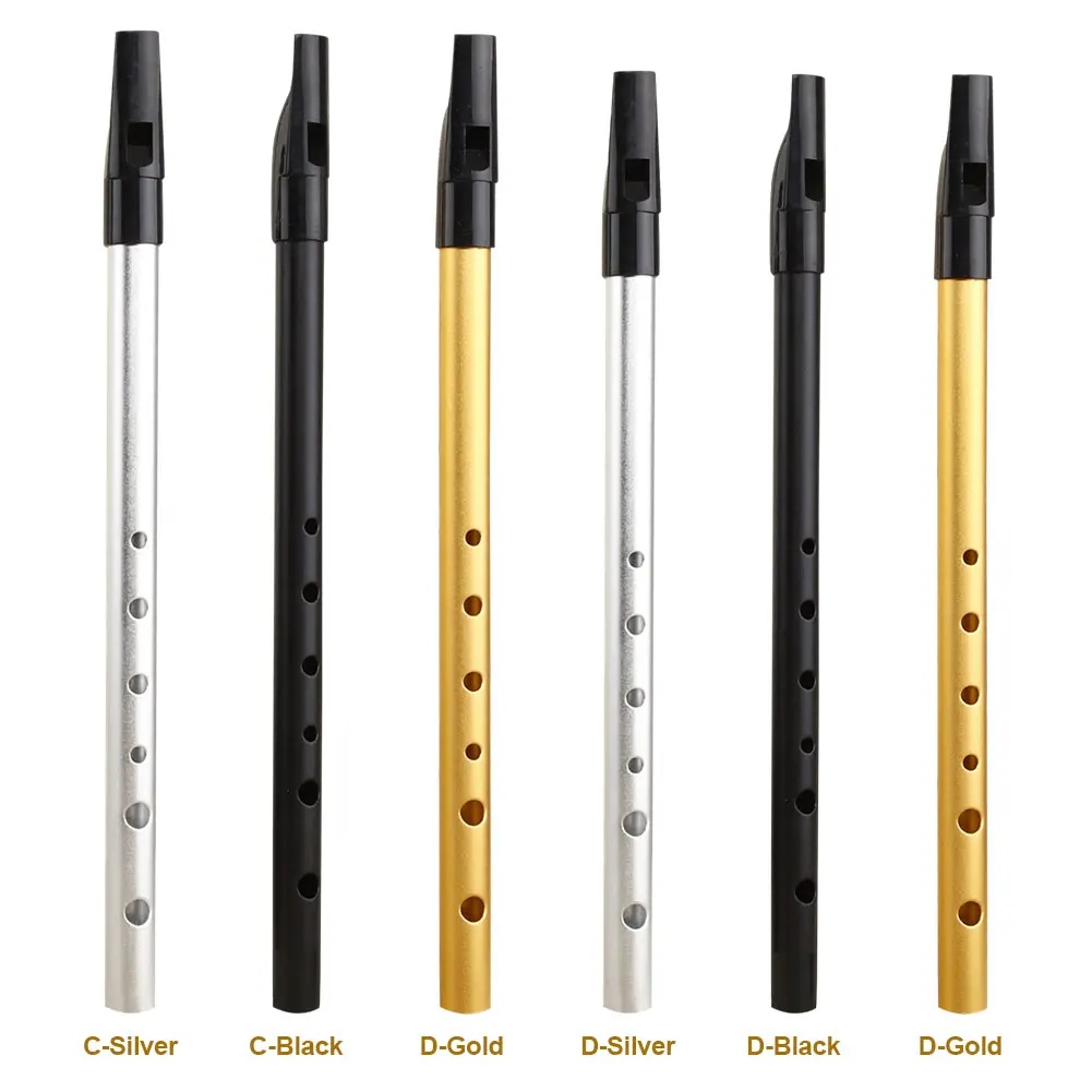 C/D Key 6 Holes Irish Whistle Flute Whistle Flute with Dustproof Bag Musical Instruments Metal Ireland for Gift