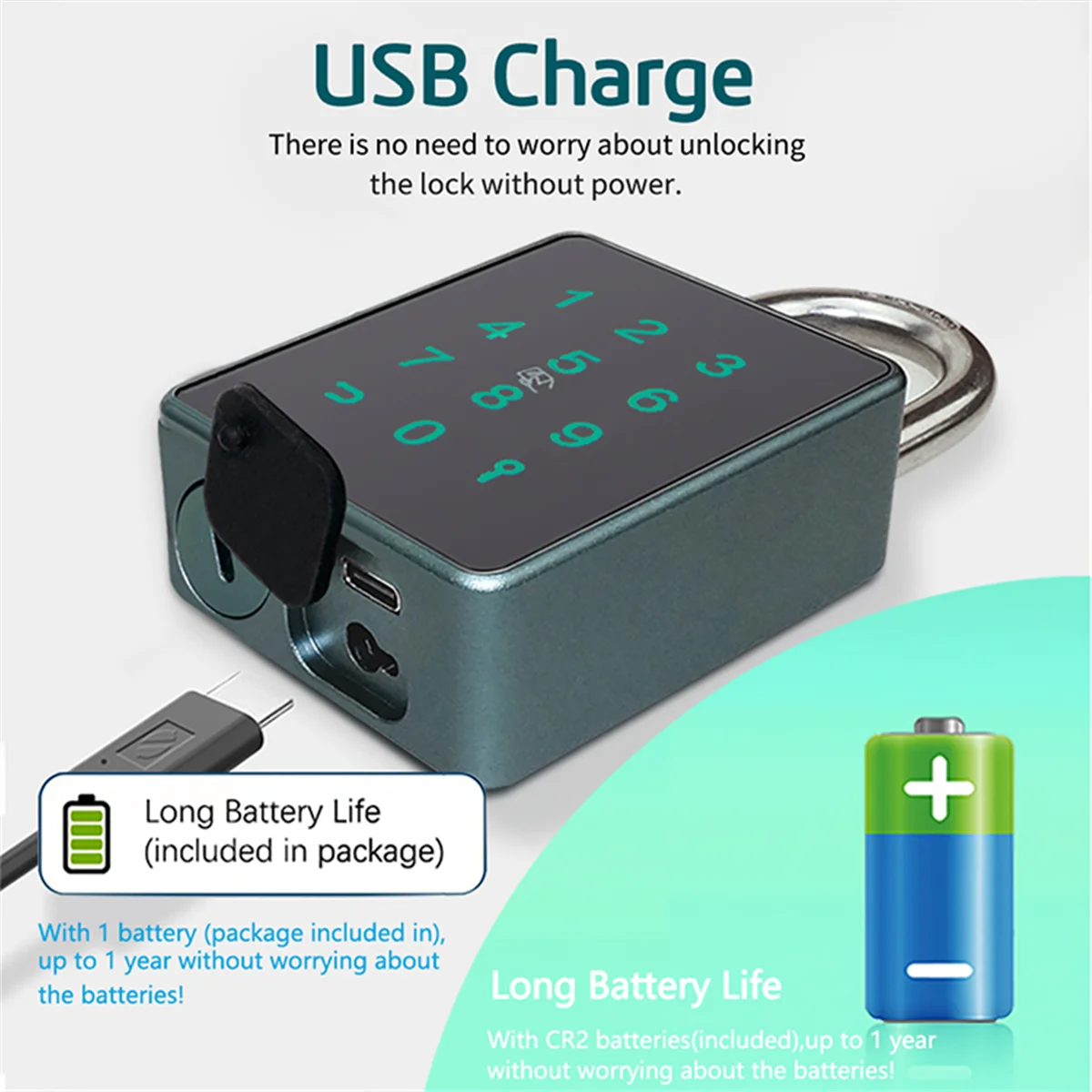 Y31A TTLock Password Bluetooth Padlock Touch Screen RFID IC Card Key Home Security Waterproof Cabinet Electronic Padlock