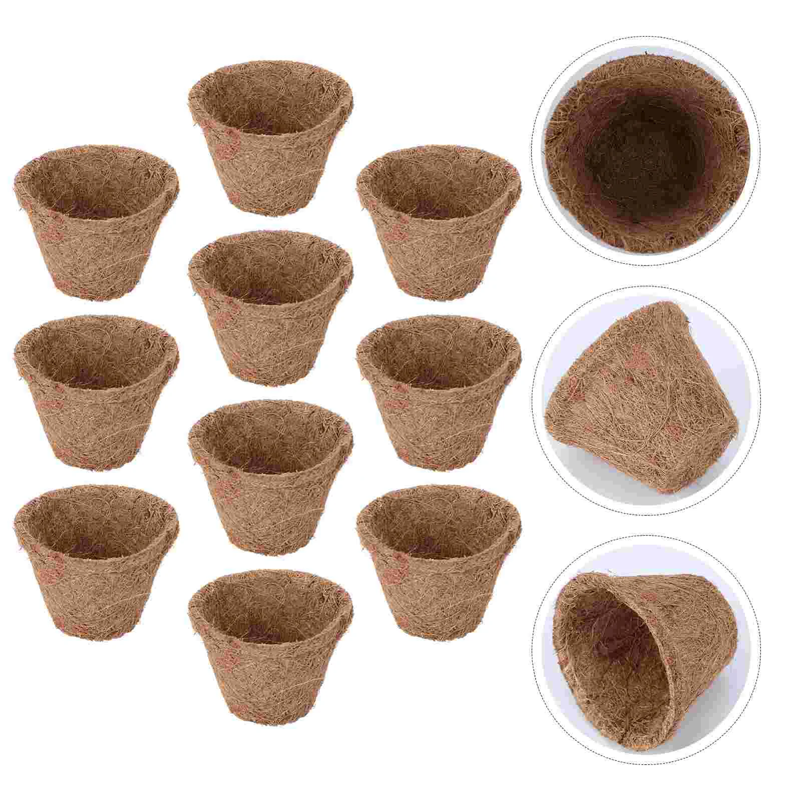 

10 Pcs Coconut Palm Nursery Basin Flowerpot Basket Planter Mats Plants Indoor Ceramics Planting Coir Vase