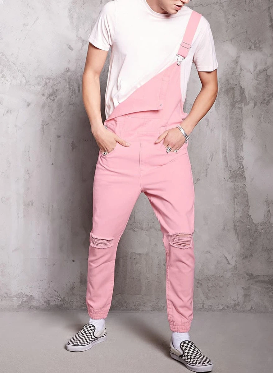 Suspenders Autumn Vintage Jeans Jumpsuits Men Casual Pockets One Piece Pants Male Washed Straight Ripped Denim Overalls