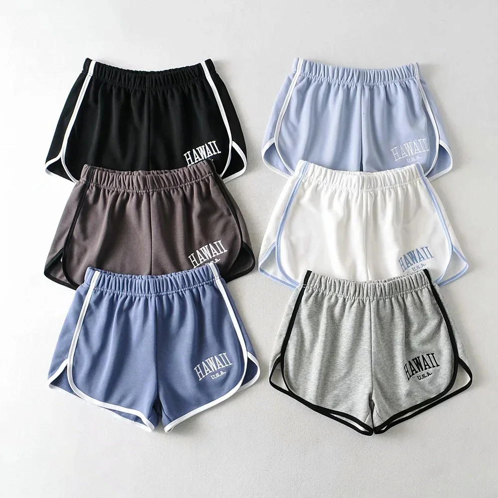 Women's Embroidered Letter Runner Stretch Shorts, Girls Sports Shorts, Brandy Sweatpants, Pants, Fashion