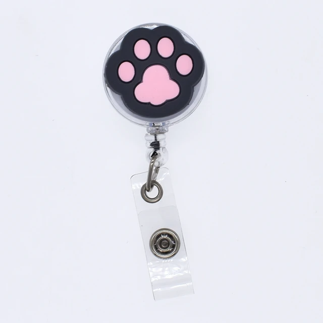Cat Paw Prints Retractable Badge Reel Credencial Name ID Tag