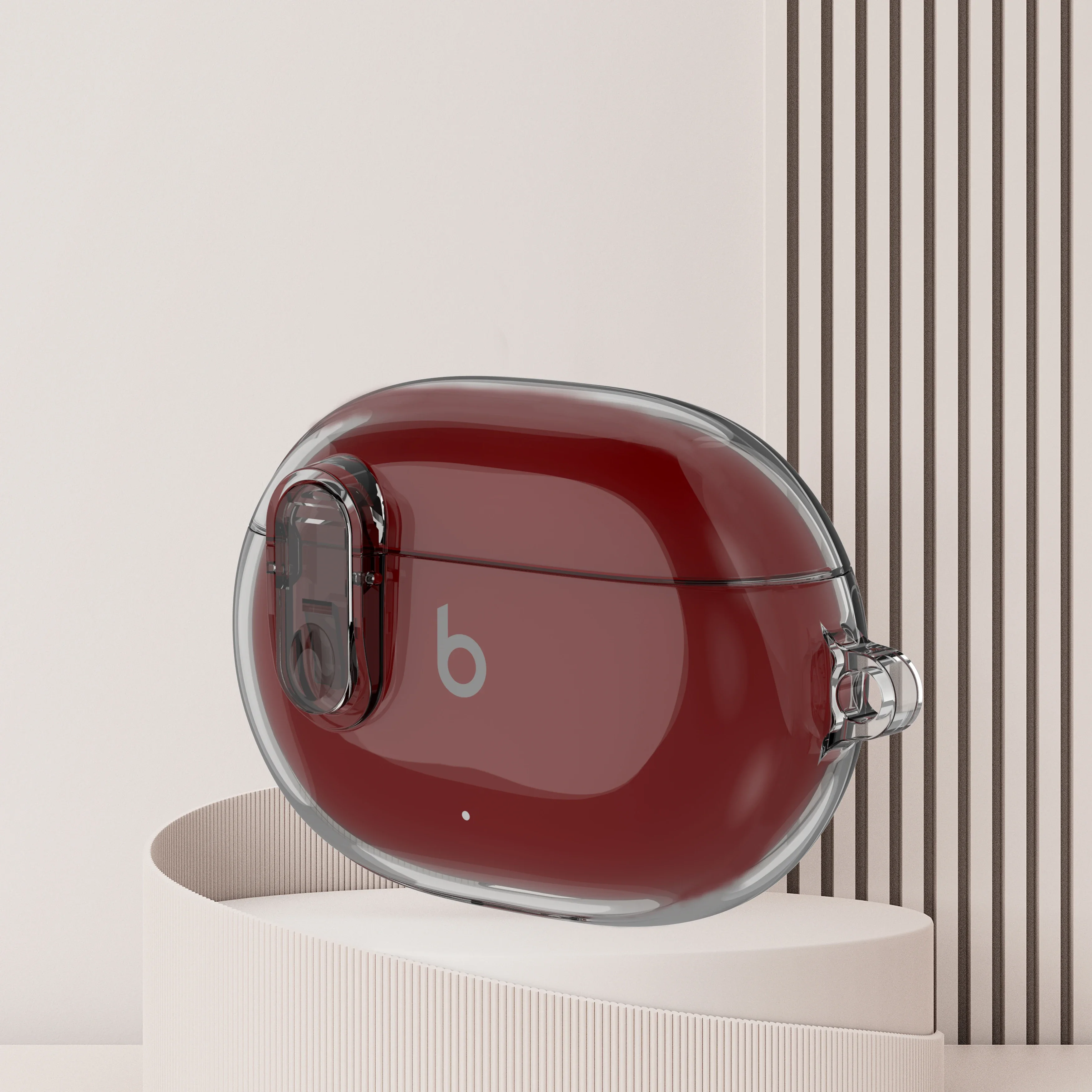 Shockproof Transparent Earphone Cover with Keychain Hook
