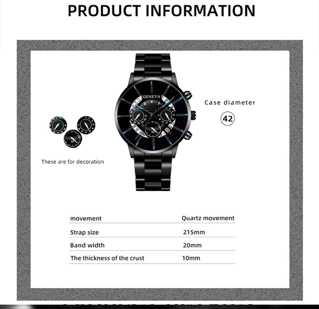 Mode Herren Edelstahl Uhren Luxus Quarz Armbanduhr Kalender Männer