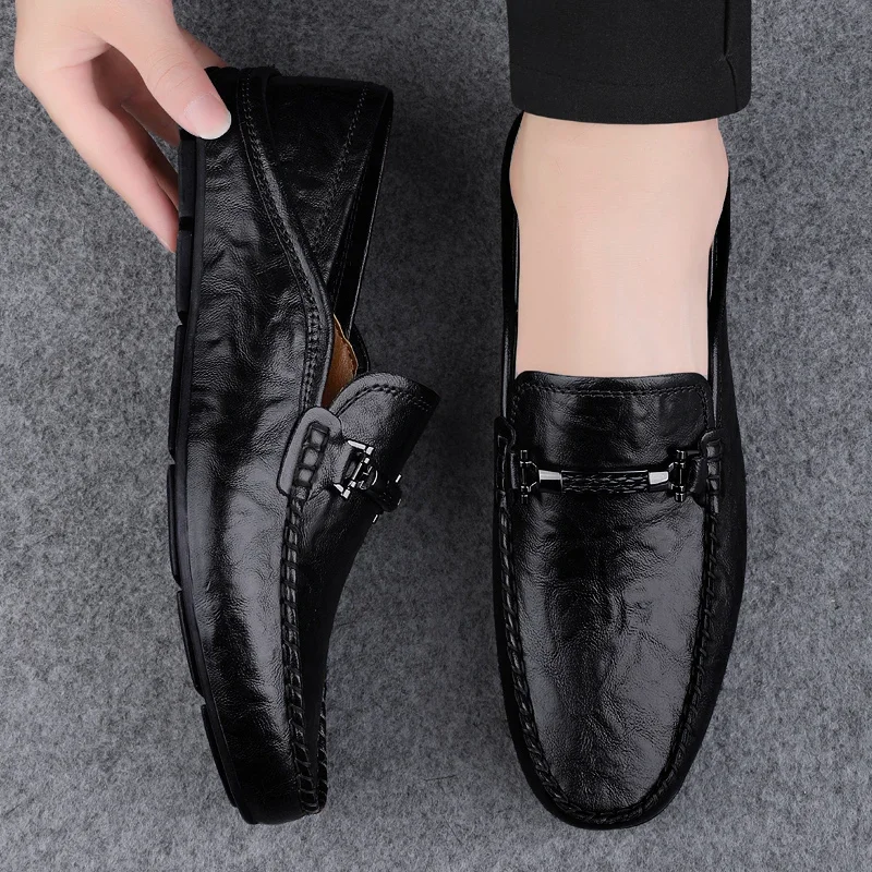 Men Breathable Casual Summer Shoes Hollow Out Men's Driving Shoes High Quality Male Business Leather Loafers