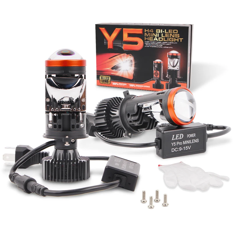 Y5 PRO Large Lens Effect Mini H4 LED Projector Lens White