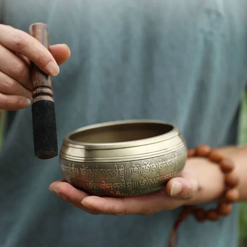 Creative Songbo Nepalese Handmade Bowl, Household Decoration, Meditation Bowl Tibet Tongkuo Yoga Sound Therapy Buddha Sound, 1Pc