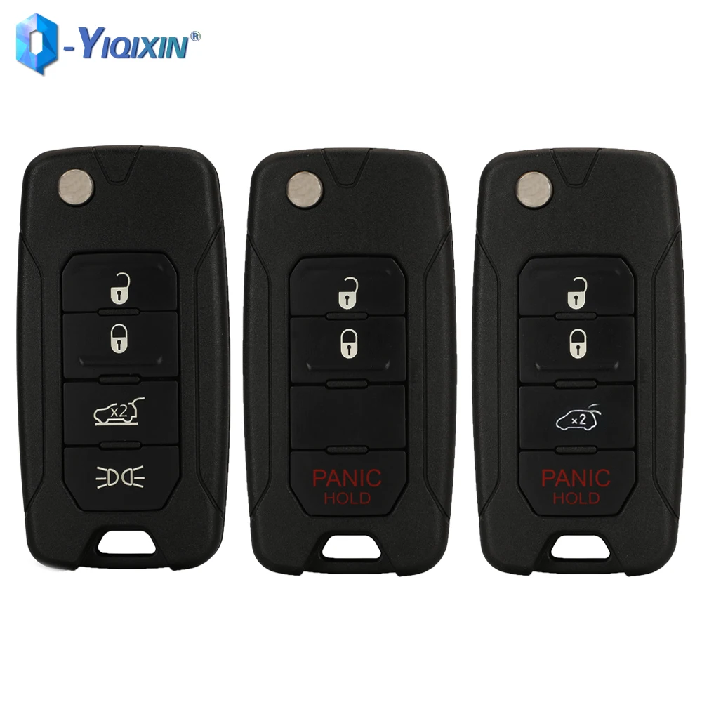 YIQIXIN 3/4 Buttons For Jeep Renegade 2015 2016 2017 2018 Flip Car Remote Key Shell Case Fob Uncut SIP22 Blade Replacement Cover