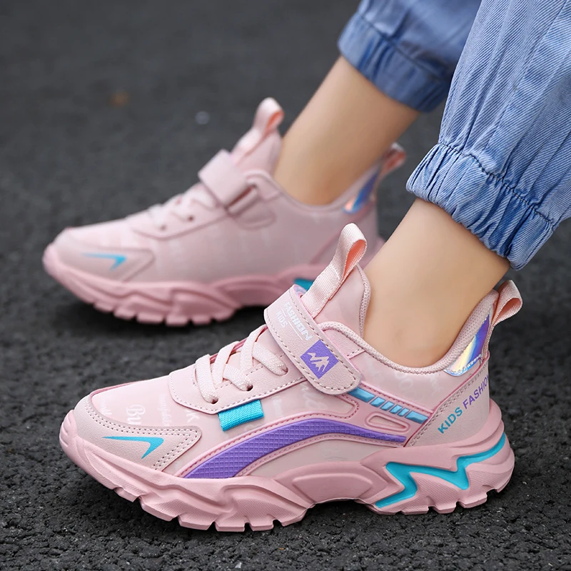 Brand Kids Sports Shoes Outdoor Comfortable Running Shoes Girls Waterproof Sneakers Tenis Infantil Pink Antislip Children Shoes