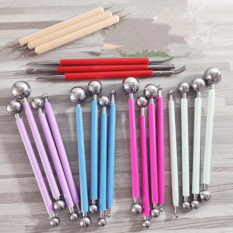 DIY Ceramic Wax Ball Stylus Clay Sculpture Handicraft Pottery Sculpte Model Pattern Molding Emboss Sludge dot shape Tool