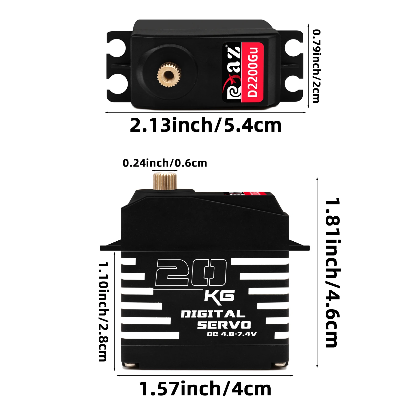 Vue éclatée du servomoteur RC haute puissance 20-35KG pour crawler buggy, révélant ses composants internes durables.