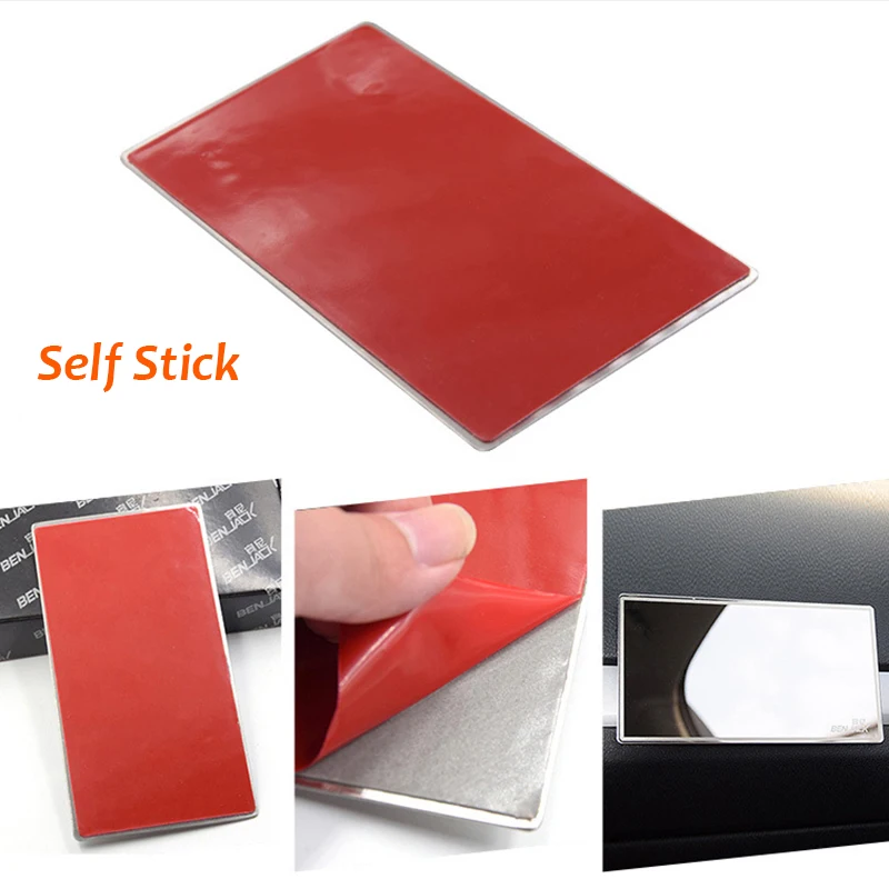 Car Interior Mirror Rearview Adhesive Back Stainless Steel Visor Decorative Makeup  Cosmetic Mirrors For Sun Visor Car-styling - AliExpress
