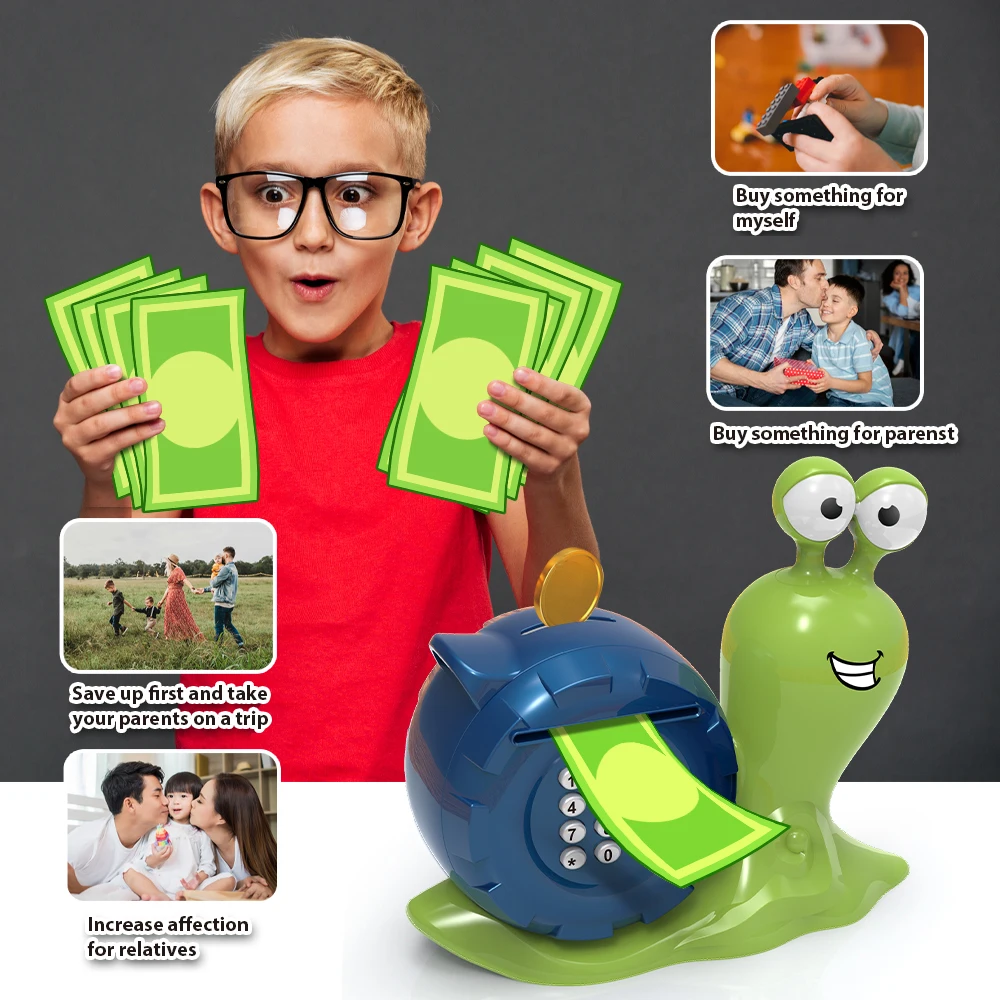 Snail Piggy Bank Cartoon Electronic Money Box Unlocking Password Coin Piggy Bank Safety Saving Money Kid Christmas Toys Gift 3