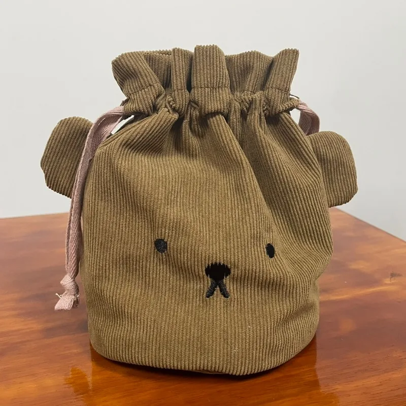 Drawstring pouch corduroy Miffy rabbit Portable cosmetic Storage Washing rinsing Money bag