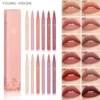 12 color matte liquid lipliner sponge gourd head fog surface bare color waterproof lip glaze red pen 1