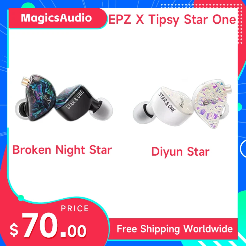 

EPZ X Tipsy Star One Dynamic In-Ear Wired Hifi Monitoring Earphones Sing Instrumental Music 2Pin 0.78mm 3.5mm Detachable Earbuds