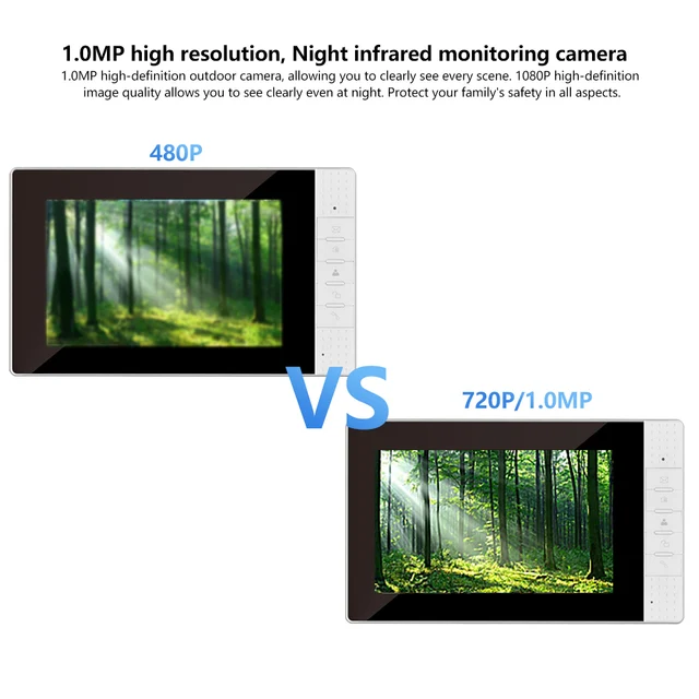 7Inch IPS Screen Two Wired Video Door Phone Intercom Visual Doorbell Peephole Viewer Door Camera 4
