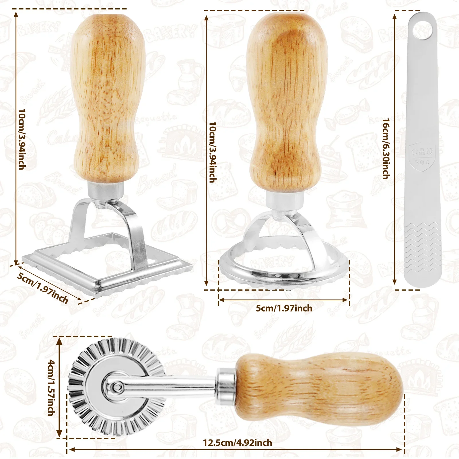 10Pcs Wooden Threaded Ravioli Making Tools With Scales Anti Deformation Ravioli DIY Tool Set Multi Purpose Pasta Maker