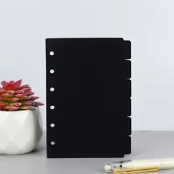 Compact Paper Index Divider with 6 Holes for Binder and Planner Notebooks (Black)