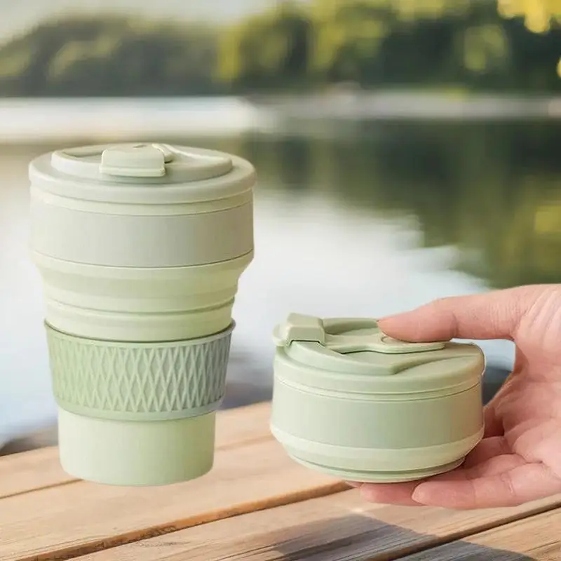 Compact 350ml Collapsible Silicone Travel Mug - BPA Free, Insulated, Outdoor Tableware