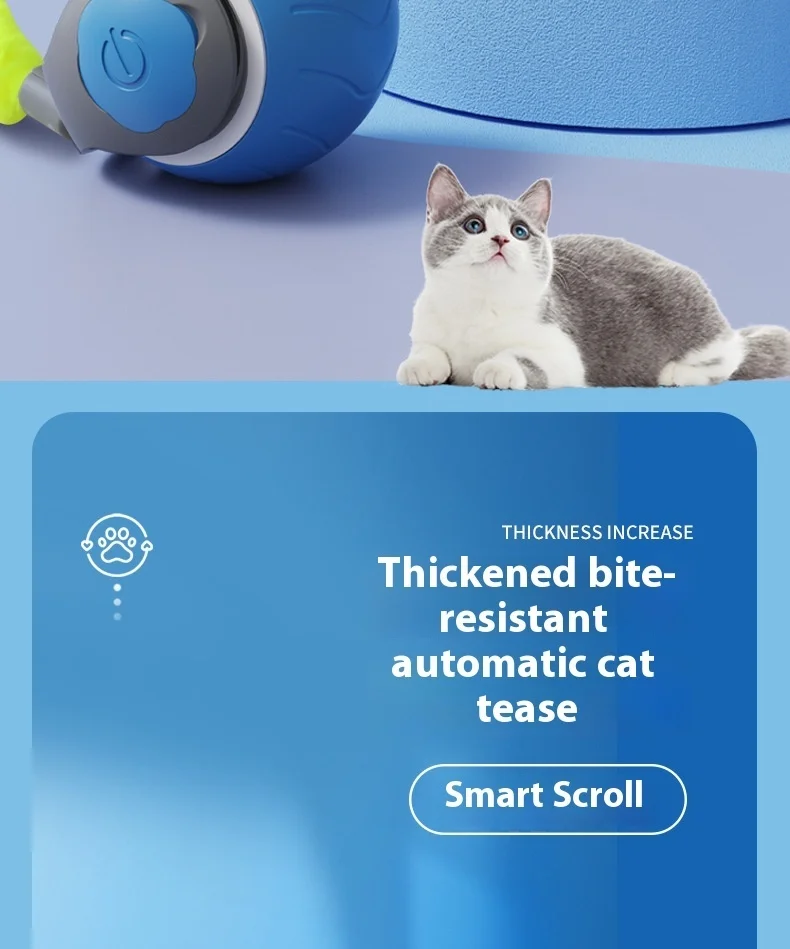 Description Picture 3 of itemInteractive Cat Toys Ball Automatic Rolling Ball Faux Tail Rechargeable Smart Pet Electric Toy Dog Cat Training Imitate Mouse