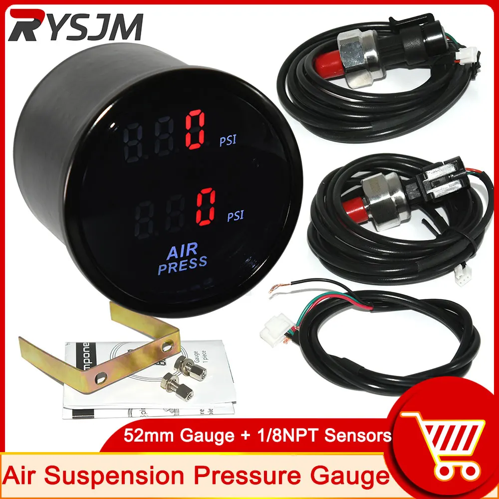 AD52mmDigitalAirSuspensionPressureGauge290PSIBarBlueRedLED