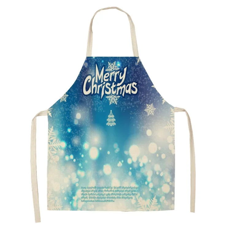 

1pc Christmas Linen Apron Santa Claus Pinafores Cotton Linen Aprons 55x68cm Woman Adult Bibs for Home Kitchen Cooking Baking