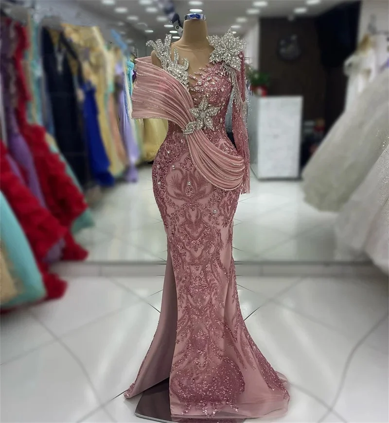 VC Glamorous Black Strapless Mermaid Dress  with Crystal Embellishments for Gala Events Evening Gown