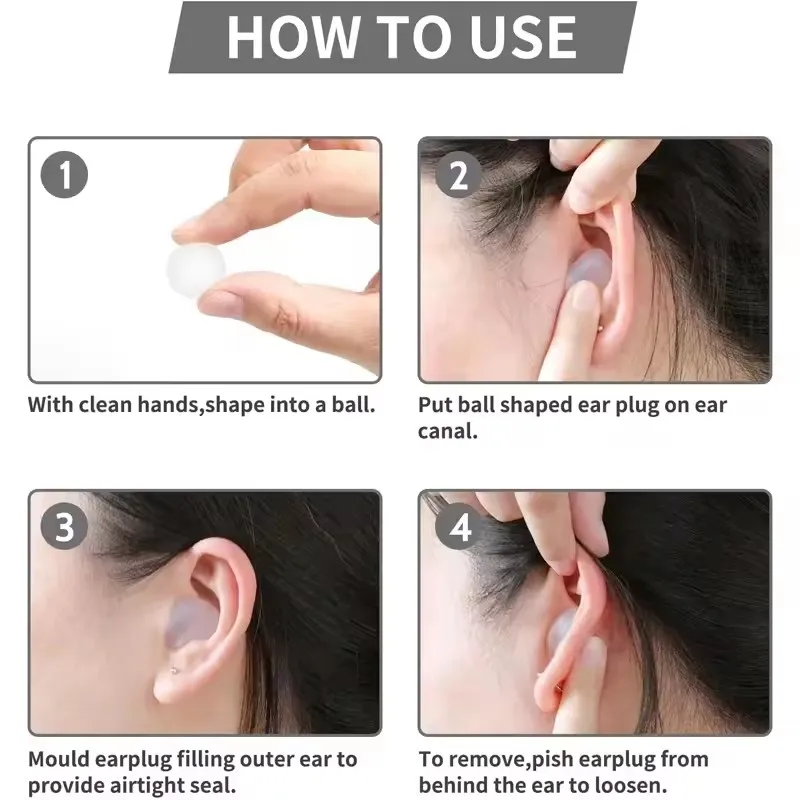Bouchons d'oreille réutilisables en gel silicone - Lot de 6 à 24 pièces