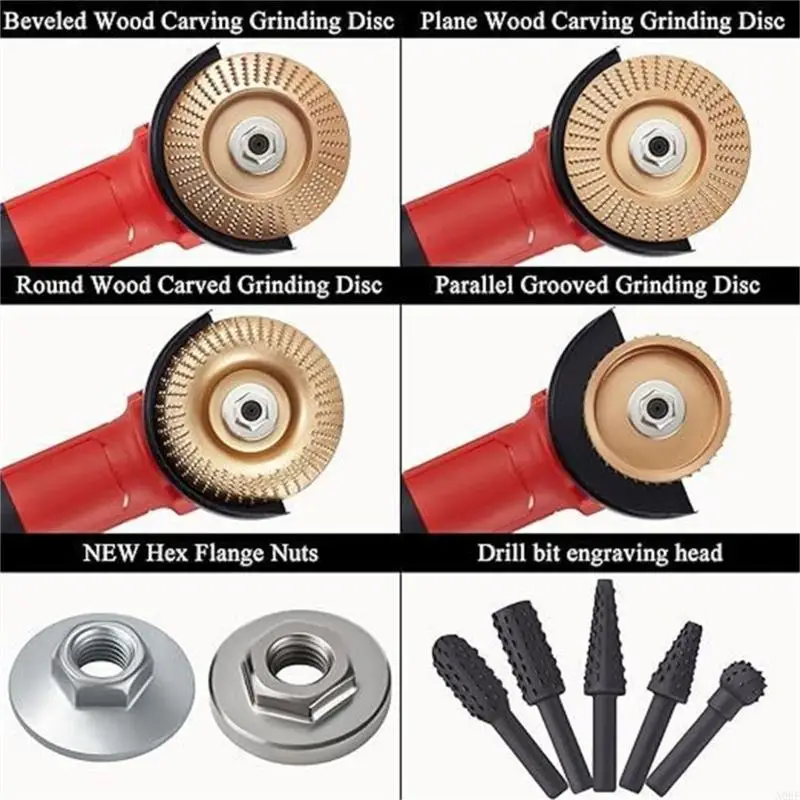 N0HF Upgrades Grinder Accessories Set Multiple Size Carving Disc & Burr Set for Wood Carving & Detailed Crafting