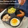 Non-stick Frying Pan 4 cup Cast Iron Egg Pan Divided Baking Pan with Wooden Handle Omelette Pan for Eggs Steak and Burgers 5